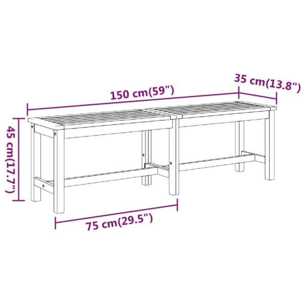 Havebænk 150x35x45 cm massivt akacietræ - Havebænk - Havebænke - Home & Living