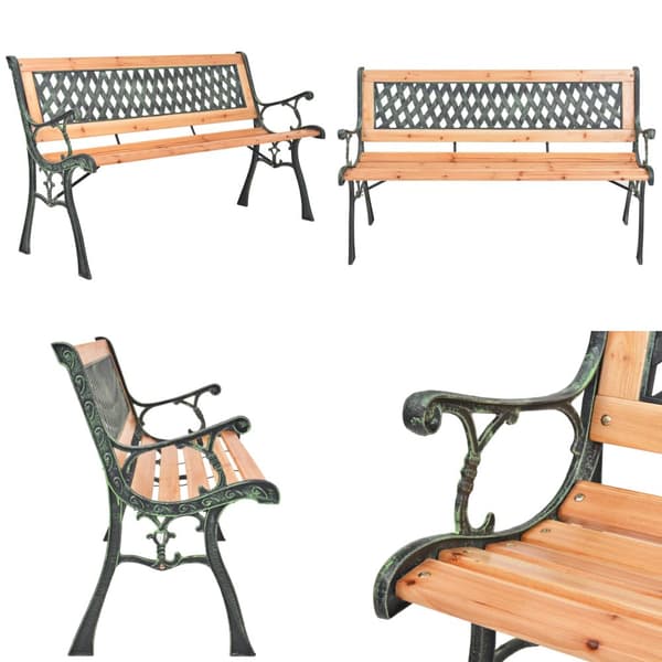 Havebænk 116 cm støbejern og massivt grantræ - Havebænk - Havebænke - Home & Living