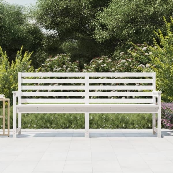 Trädgårdsbänk vit 203,5x48x91,5 cm massiv furu - Trädgårdssoffa -trädgård Soffa - Trädgårdssoffor - Home & Living