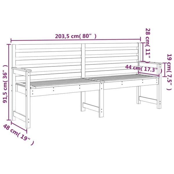 Trädgårdsbänk vit 203,5x48x91,5 cm massiv furu - Trädgårdssoffa -trädgård Soffa - Trädgårdssoffor - Home & Living