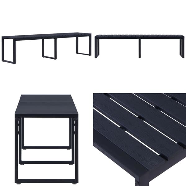 Trädgårdsbänk 180 cm PS-skiva svart - Trädgårdsbänk - Utomhusbänk - Home & Living