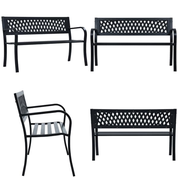 Trädgårdsbänk 125 cm svart stål - Trädgårdsbänk - Utomhusbänk - Home ...