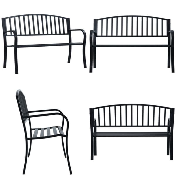 Havebænk 125 cm stål sort - Havebænk - Havebænke - Home & Living