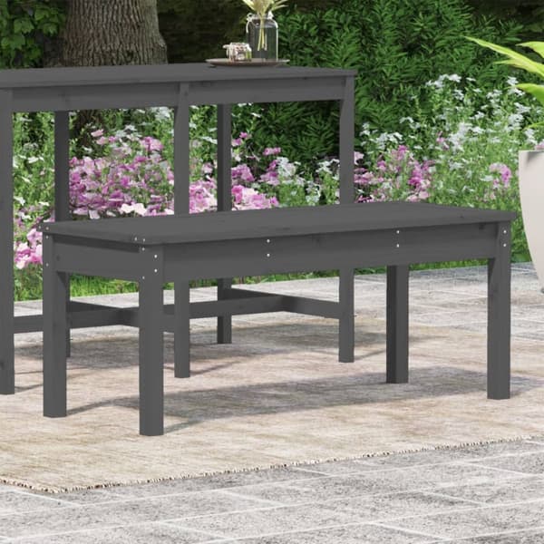 Trädgårdsbänk grå 109x44x45 cm massiv furu - Trädgårdssoffa -trädgård Soffa - Trädgårdssoffor - Home & Living