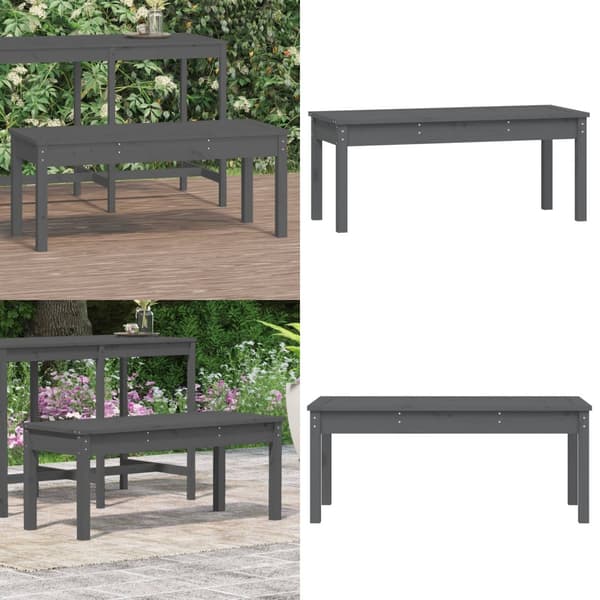 Trädgårdsbänk grå 109x44x45 cm massiv furu - Trädgårdssoffa -trädgård Soffa - Trädgårdssoffor - Home & Living