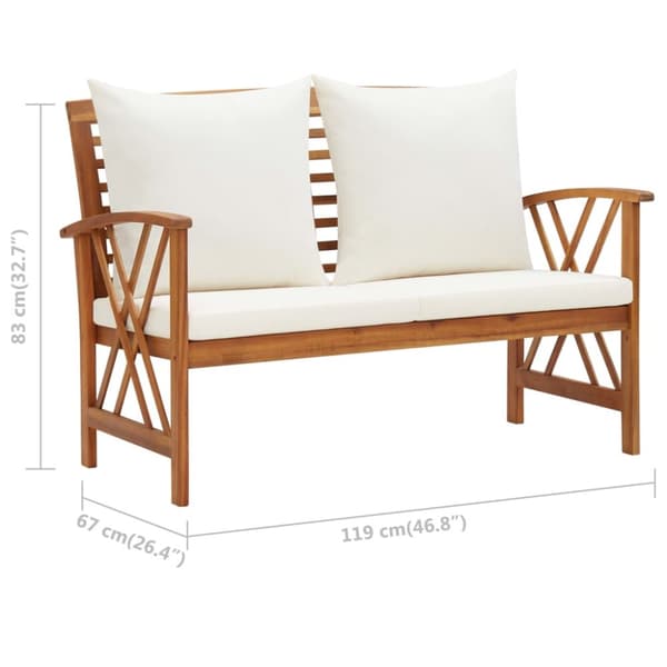 Puutarhapenkki tyynyllä 119 cm täysi akasiapuu - Puutarhapenkki - Puutarhapenkit - Home & Living