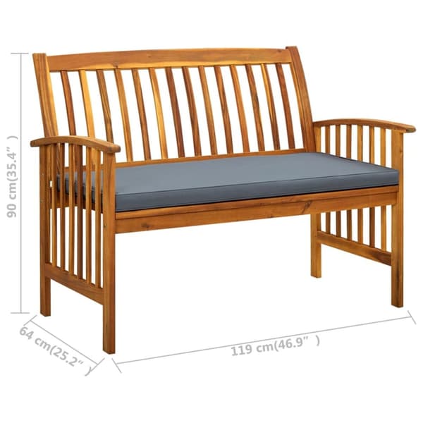 Havebænk med hynde 119 cm massivt akacietræ - Havebænk - Havebænke - Home & Living