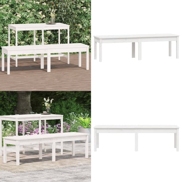 Trädgårdsbänk 2-sits vit 159,5x44x45 cm massiv furu - Trädgårdssoffa -trädgård Soffa - Trädgårdssoffor - Home & Living