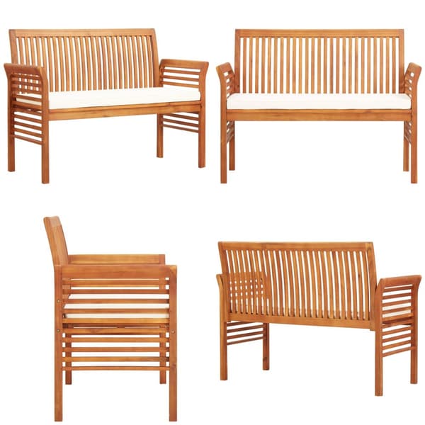Trädgårdsbänk 2-sits med dyna 120 cm massivt akaciaträ - Trädgårdsbänk - Trädgårdsbänkar - Home & Living