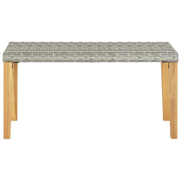 Puutarhapenkki 120 cm harmaa polyrottinki ja täysi akaasiapuu - Puutarhapenkki - Puutarhapenkit - Home & Living