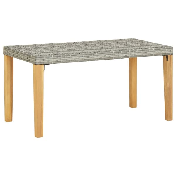 Puutarhapenkki 120 cm harmaa polyrottinki ja täysi akaasiapuu - Puutarhapenkki - Puutarhapenkit - Home & Living