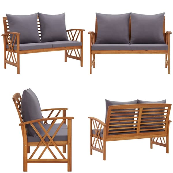 Havebænk med hynder 119 cm massivt akacietræ - Havebænk - Havebænke - Home & Living