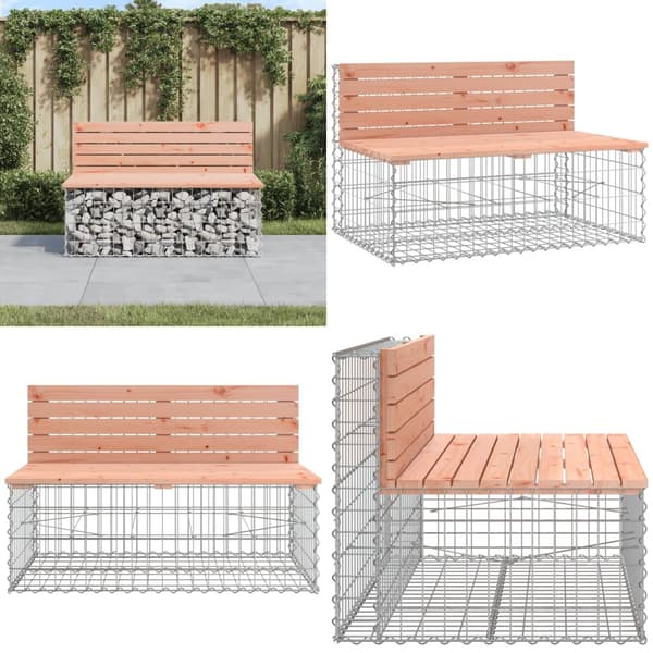 Havebænk med gabiondesign 103x70x65 cm massivt douglasgran - Havebænk - Havebænke - Home & Living