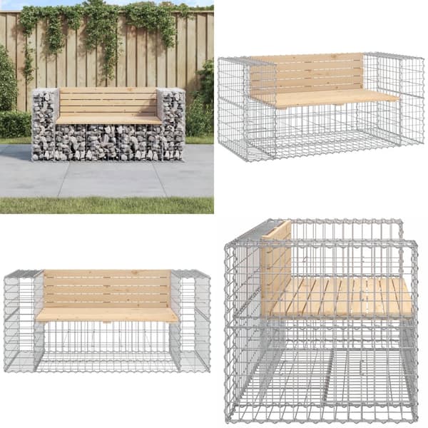 Havebænk med gabiondesign 143x71x65,5 cm massivt fyrretræ - Havebænk - Havebænke - Home & Living