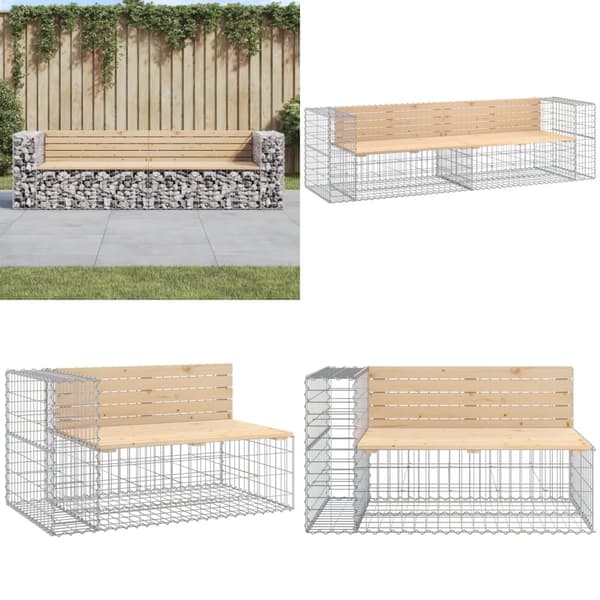 Havebænk med gabiondesign 244x71x65,5 cm massivt fyrretræ - Havebænk - Havebænke - Home & Living