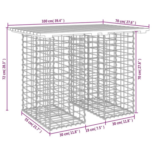 Trädgårdsbänk gabion-design 100x70x72 cm massivt douglasträ - Trädgårdssoffa -trädgård Soffa - Trädgårdssoffor - Home & Living