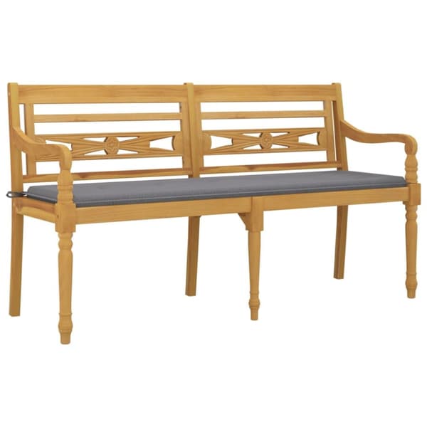 Batavia-penkki harmaa tyyny 150 cm täysi tiikki - Puutarhapenkki - Puutarhapenkit - Home & Living