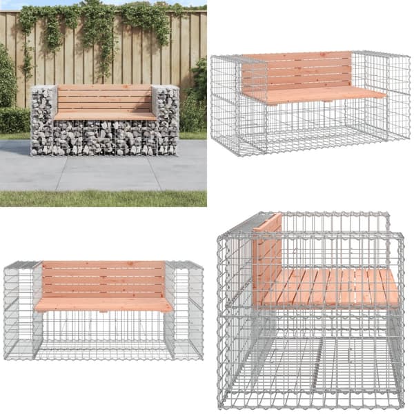 Trädgårdsbänk gabion-design 143x71x65,5 cm massivt douglasträ - Trädgårdssoffa -trädgård Soffa - Trädgårdssoffor - Home & Living