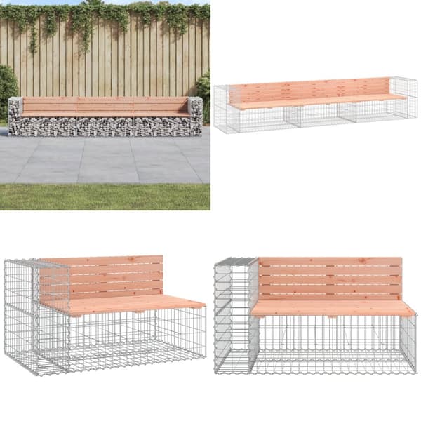 Havebænk med gabiondesign 347x71x65,5 cm massivt douglasgran - Havebænk - Havebænke - Home & Living