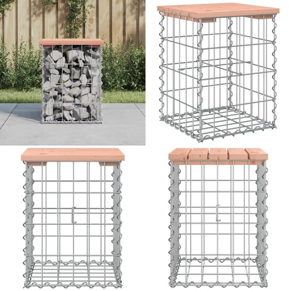 Trädgårdsbänk gabion-design 33x31x42 cm massivt douglasträ - Trädgårdssoffa -trädgård Soffa - Trädgårdssoffor - Home & Living