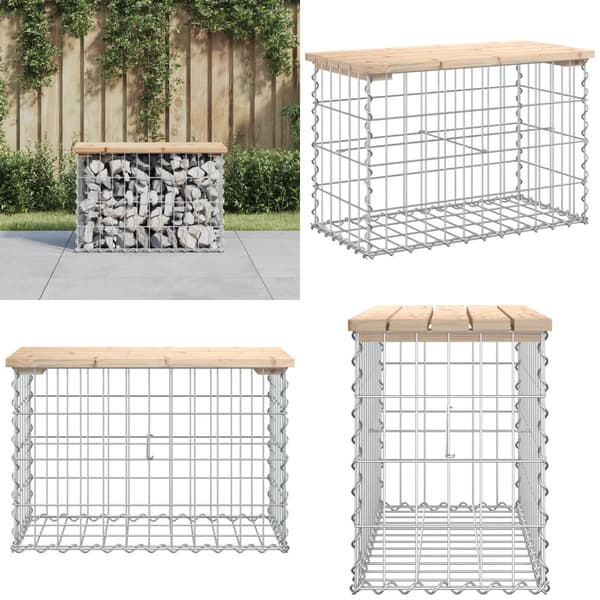 Havebænk med gabiondesign 63x31,5x42 cm massivt fyrretræ - Havebænk - Havebænke - Home & Living