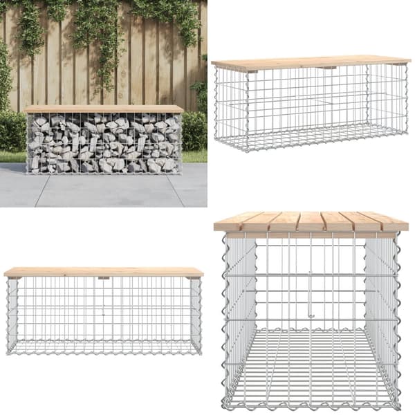 Havebænk med gabiondesign 103x44x42 cm massivt fyrretræ - Havebænk - Havebænke - Home & Living