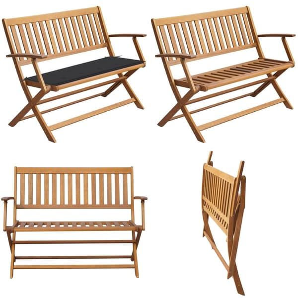 Havebænk med hynde 120 cm massivt akacietræ - Havebænk - Havebænke - Home & Living
