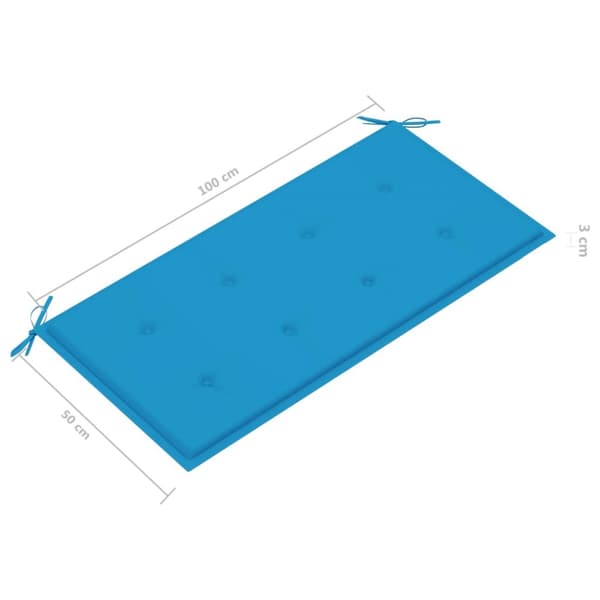 Havebænk med blå hynde 112 cm massivt teaktræ - Havebænk - Havebænke - Home & Living