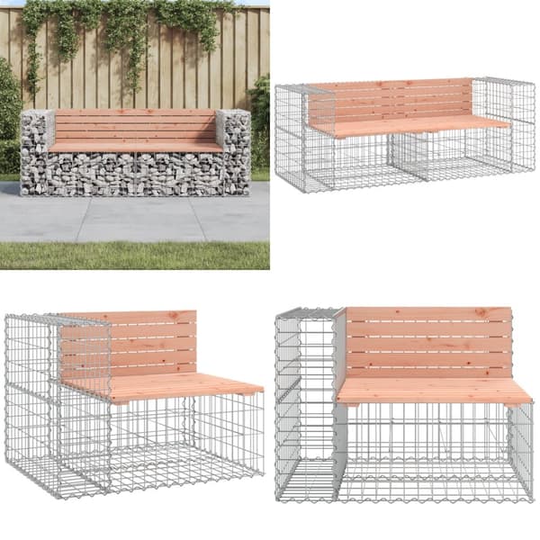 Trädgårdsbänk gabiondesign 184x71x65,5 cm massivt douglasträ - Trädgårdssoffa -trädgård Soffa - Trädgårdssoffor - Home & Living