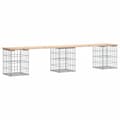 Miniatyrbild 3 av 9: Trädgårdsbänk gabion-design 203x31x42 cm massiv furu - Trädgårdssoffa -trädgård Soffa - Trädgårdssoffor - Home & Living