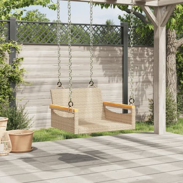 vidaXL gyngebænk 63x62x40 cm polyrattan beige