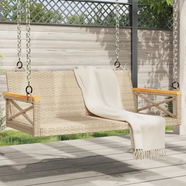vidaXL gyngebænk 109x62x40 cm polyrattan beige