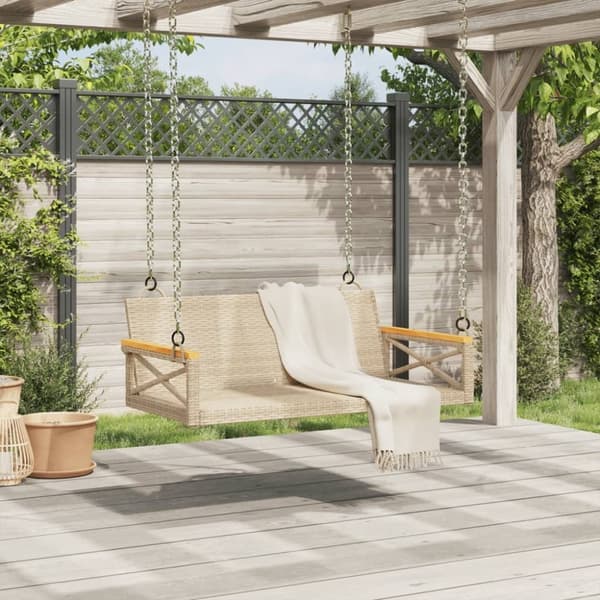 vidaXL Gungbänk beige 109x62x40 cm konstrotting