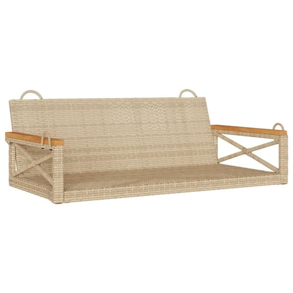 vidaXL Gungbänk beige 109x62x40 cm konstrotting