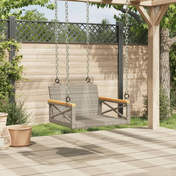 vidaXL gyngebænk 63x62x40 cm polyrattan grå
