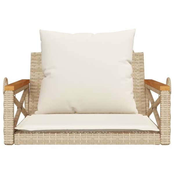 vidaXL gyngebænk med hynder 63x62x40 cm polyrattan beige