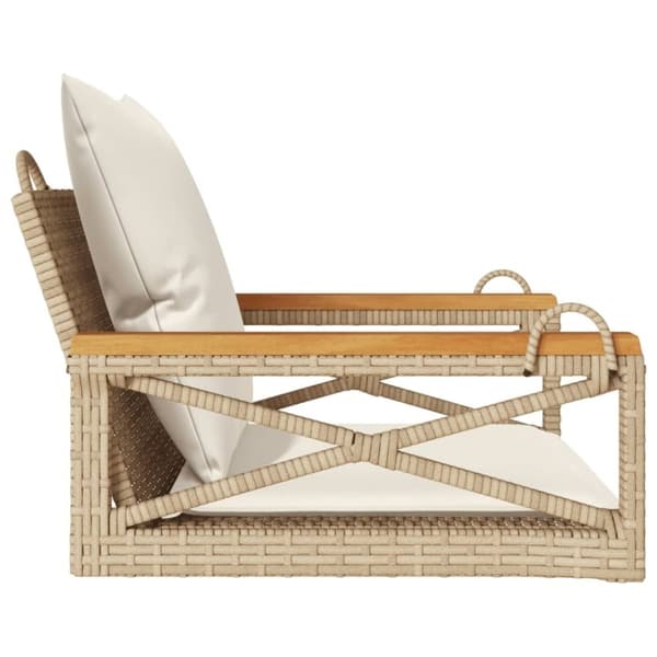 vidaXL gyngebænk med hynder 63x62x40 cm polyrattan beige