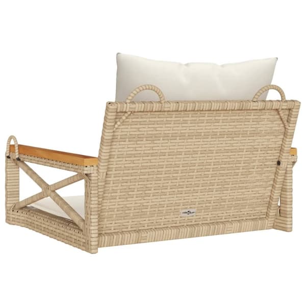 vidaXL gyngebænk med hynder 63x62x40 cm polyrattan beige
