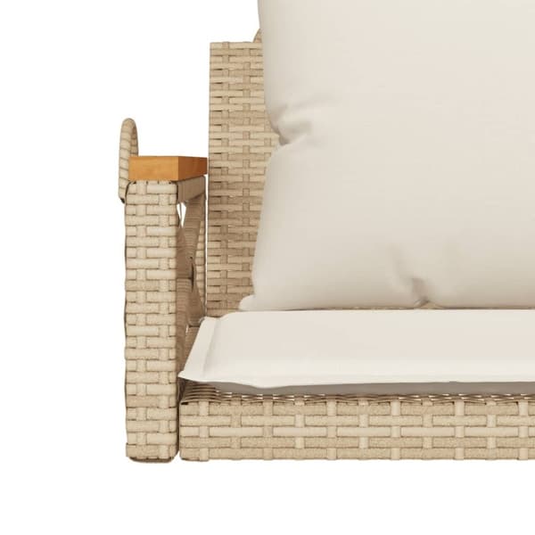 vidaXL gyngebænk med hynder 63x62x40 cm polyrattan beige