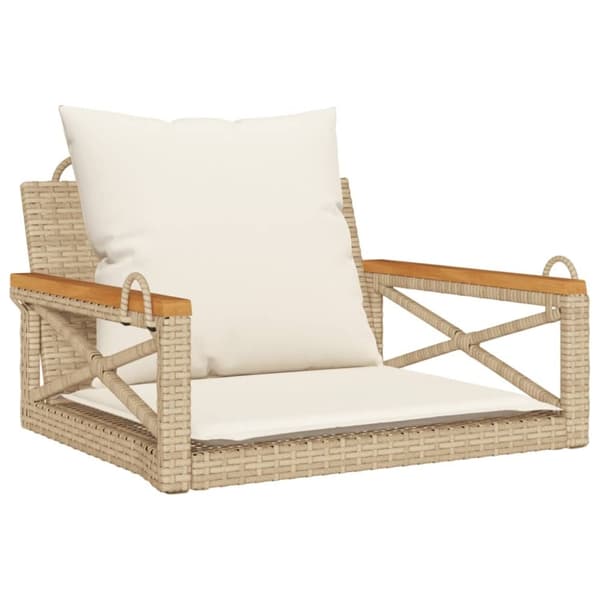 vidaXL gyngebænk med hynder 63x62x40 cm polyrattan beige