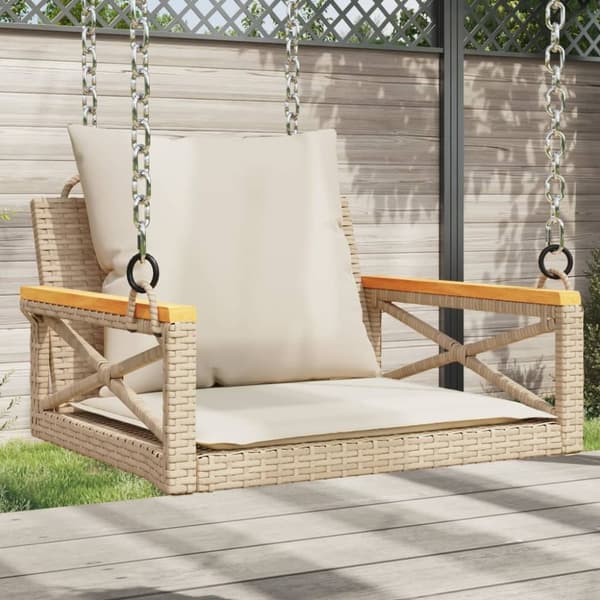 vidaXL gyngebænk med hynder 63x62x40 cm polyrattan beige