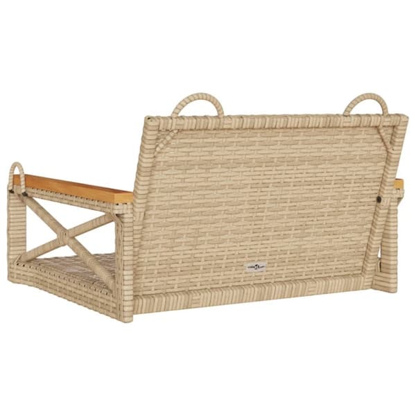vidaXL gyngebænk 63x62x40 cm polyrattan beige