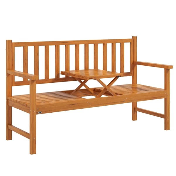 Rootz Havebænk - Træbænk - Udendørsbænk - Vejrbestandig - Udfoldelig bord - 153 cm x 56 cm x 91 cm - Massiv fyrretræ - Lysebrun