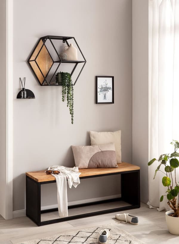 Rootz Modern Design Bänk - Träsits - Paneler med stenutseende - Handgjorda - Kompakt form - Anti-halk fötter - 120 cm x 45 cm x 35 cm