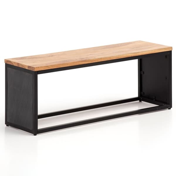 Rootz Modern Design Bänk - Träsits - Paneler med stenutseende - Handgjorda - Kompakt form - Anti-halk fötter - 120 cm x 45 cm x 35 cm