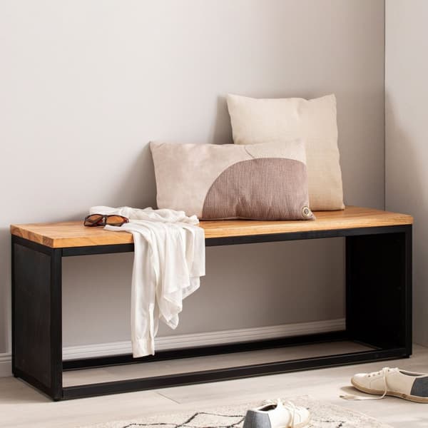 Rootz Modern Design Bänk - Träsits - Paneler med stenutseende - Handgjorda - Kompakt form - Anti-halk fötter - 120 cm x 45 cm x 35 cm