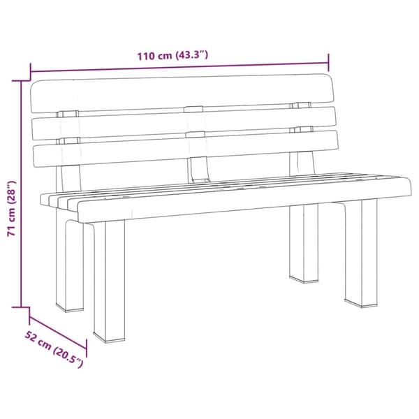 vidaXL Puutarhapenkki antrasiitti 110x52x71 cm polypropeeni