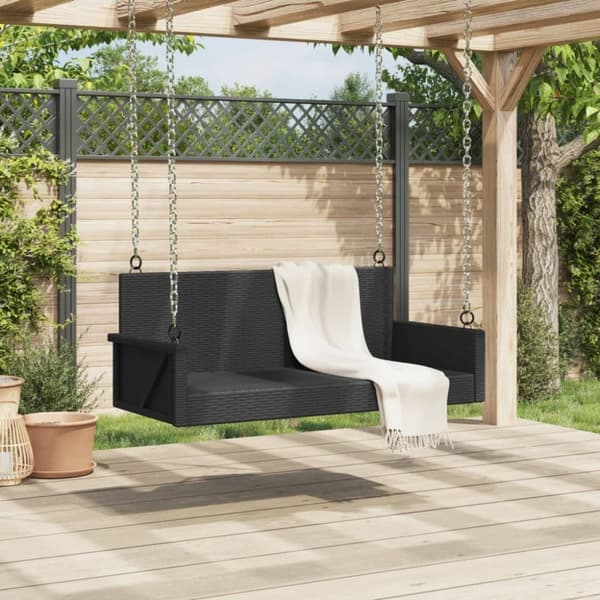 vidaXL Gungbänk svart 119x56x48 cm konstrotting