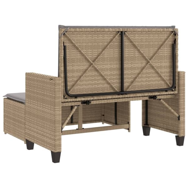vidaXL havebænk med hynder og fodskammel polyrattan beige