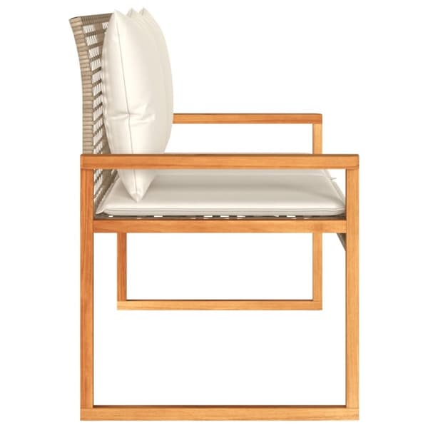 vidaXL havebænk med hynde polyrattan og akacietræ beige